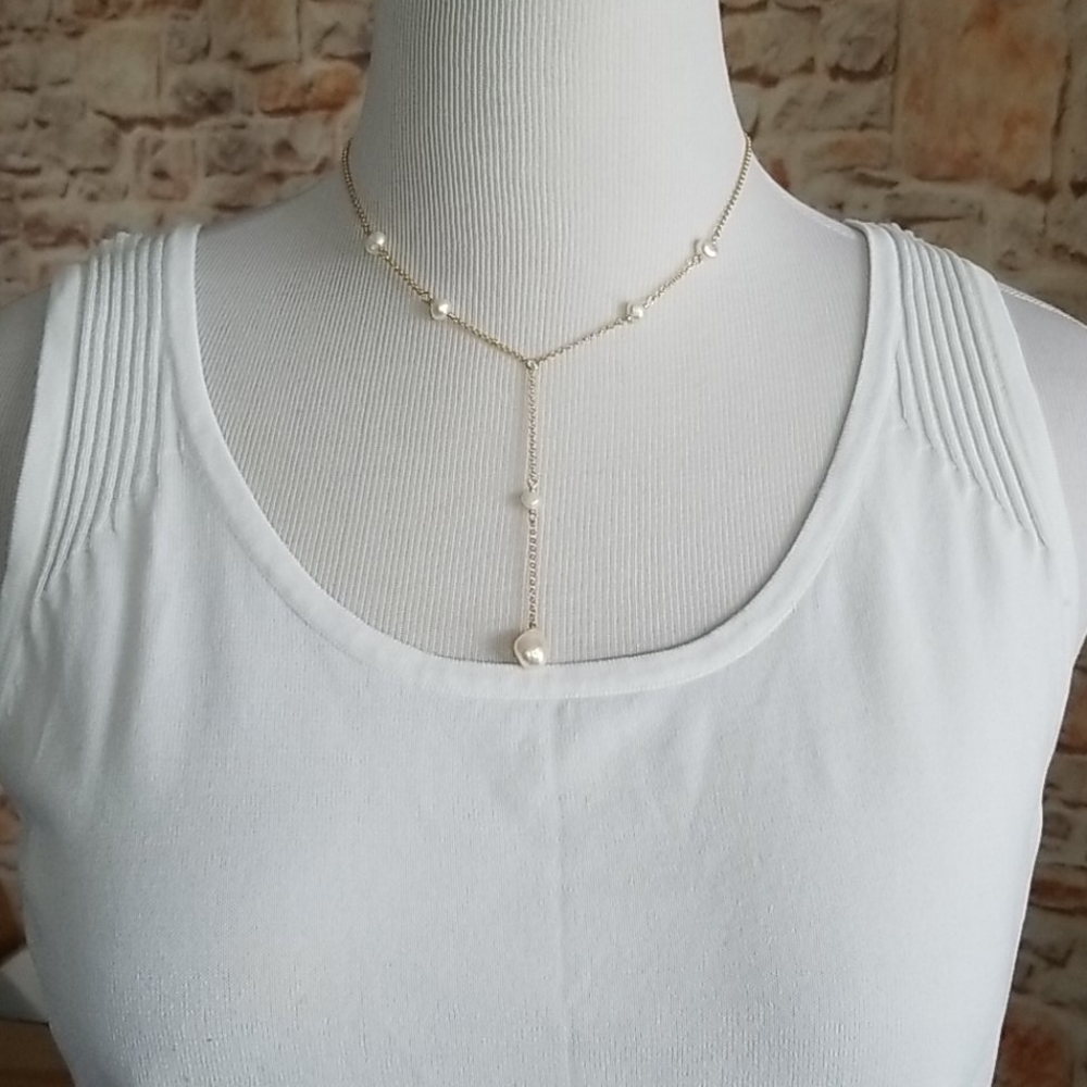 New Ralph Lauren Faux Pearl Y Necklace - Picture 2 of 7